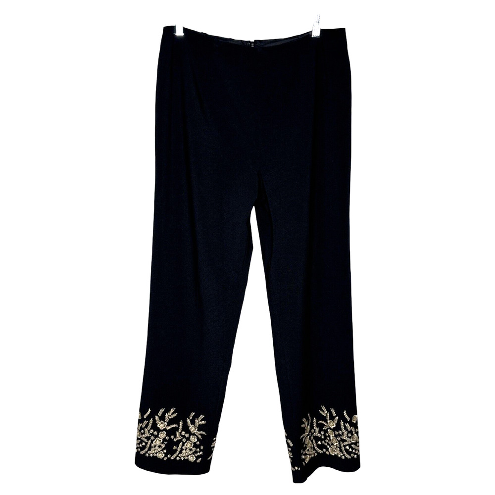 Unbranded Pants Womens 14‎ Black Gold Detail Dress Pants Business Minimalist